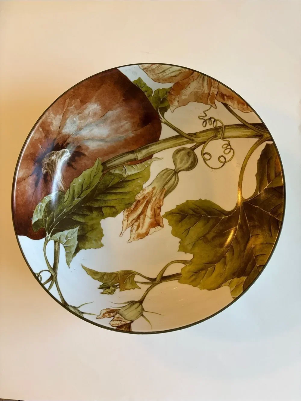 Williams Sonoma Botanical Pumpkin Large Serving Bowl Thanksgiving Autumn 14”